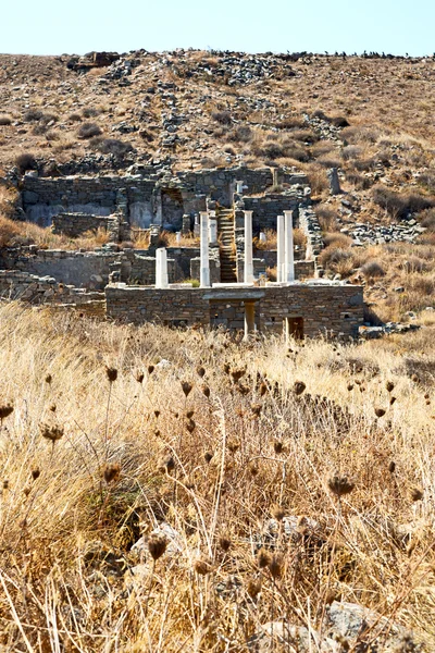 Archeologie in delos historycal Akropolis en oud — Stockfoto