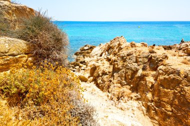 Yunanistan'da mykonos rock deniz ve gökyüzü
