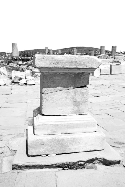 Em delos greece o acropolis histórico e local velho da ruína — Fotografia de Stock