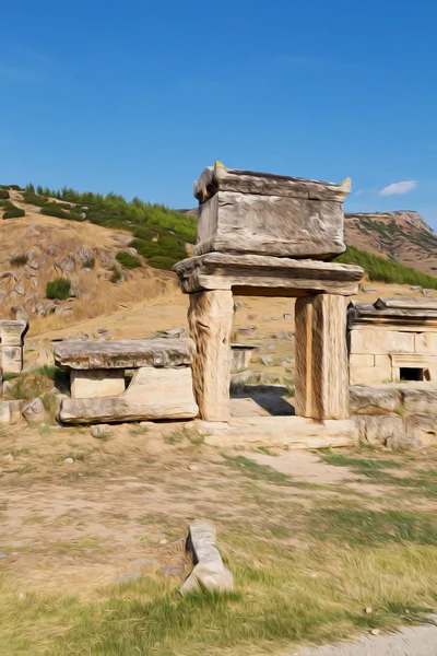 И истории римского храма pamukkale старой конструкции в — стоковое фото