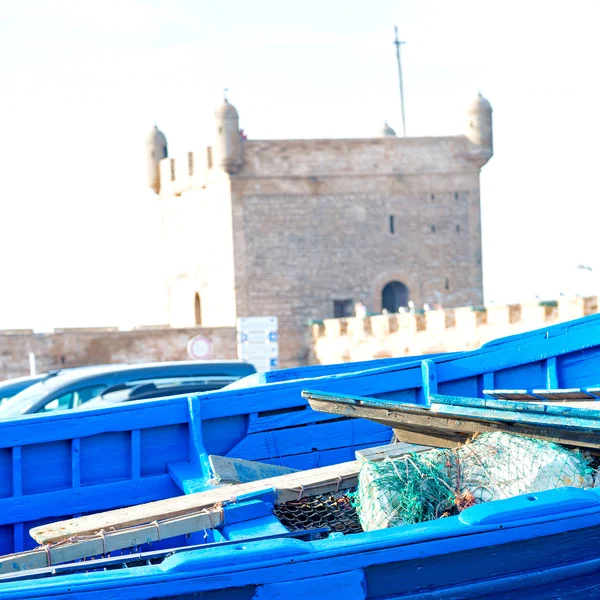 Båt i Afrika Marocko gamla hamnen trä och abstrakt paj — Stockfoto