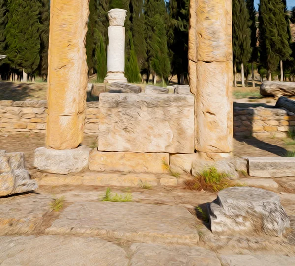 Et l'histoire du temple romain pamukkale vieille construction en as — Photo