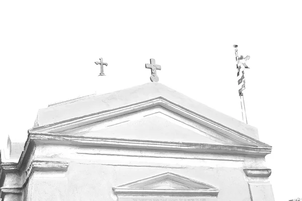 Μύκονος παλιά αρχιτεκτονική λευκό φόντο Σταυρού στο santo — Φωτογραφία Αρχείου