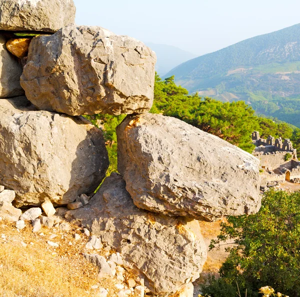 Olympos mountain bush Anadolu mirası kalıntılar tepeden — Stok fotoğraf