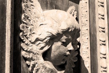 Soyut melek doku kahverengi antika woode heykeli