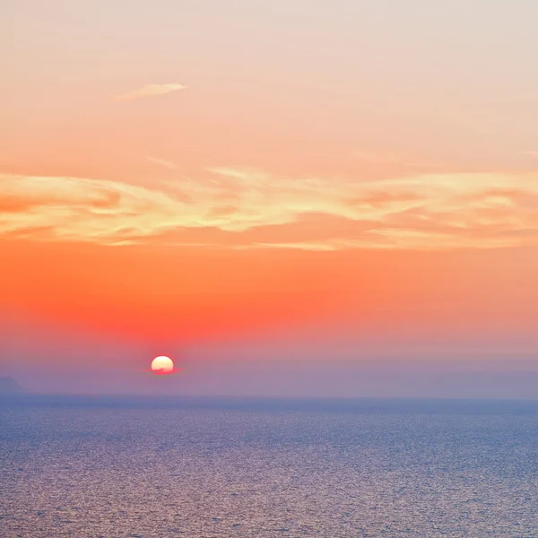 Mediterranean red sea in cyclades  hill    greece sunset and the — Stock Photo, Image