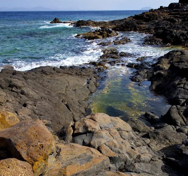 Salt in lanzarote  isle foam rock spain — Stock Photo, Image