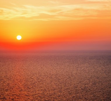 Santorini Yunanistan günbatımı ve gökyüzü Akdeniz Kızıldeniz