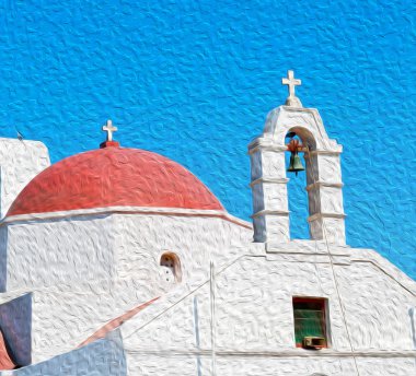  Mykonos eski mimari beyaz arka plan çapraz santo içinde