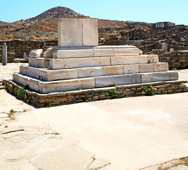 Arqueologia em delos greece a acrópole histórica e rui velho — Fotografia de Stock