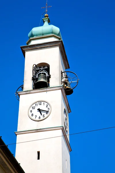 Wieża zegarowa ancien we Włoszech Europy stare kamienne i — Zdjęcie stockowe