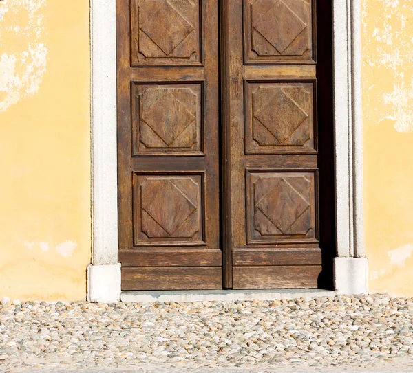 Detalhe na parede porta itália terra europa arquitetura e madeira th — Fotografia de Stock