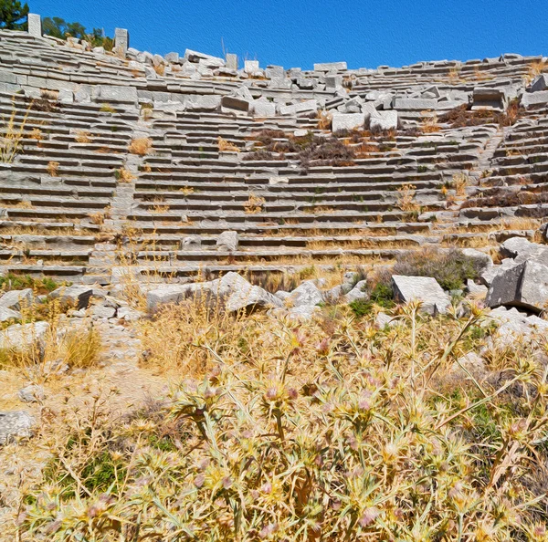 Starý chrám a divadla termessos antalya Turecko Asie obloze — Stock fotografie