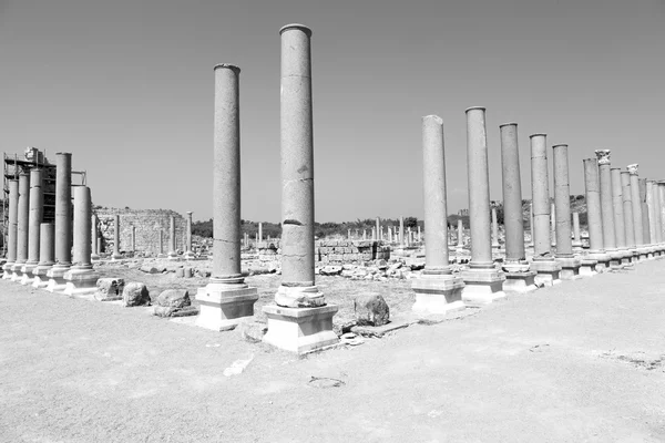 In perge oude bouw Azië Turkije de kolom en de roma — Stockfoto