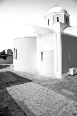 Santorini Yunanistan eski yapılar ve gökyüzü