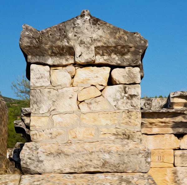 Gammal konstruktion kolumn och romerskt tempel historia pamukkal — Stockfoto