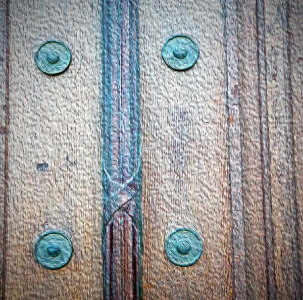 В Лондоне античная коричневая дверь ржавый гвоздь и свет — стоковое фото