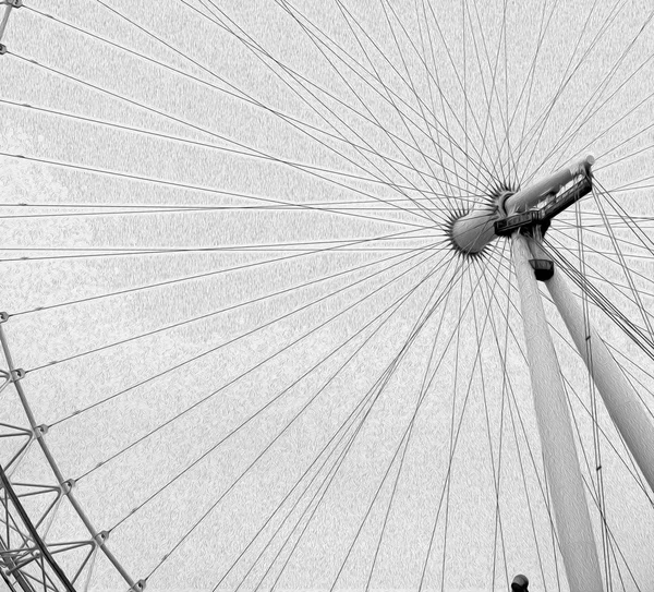 London eye in the spring sky and white clouds — Stock Photo, Image
