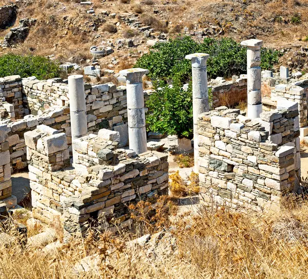 Delos Yunanistan historycal Akropolis Arkeoloji ve eski rui — Stok fotoğraf