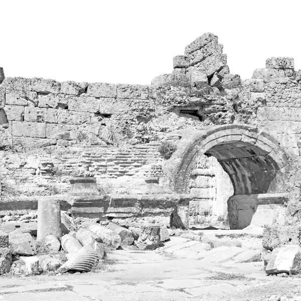 Stone  in  perge old construction asia turkey the column  and — Stock Photo, Image