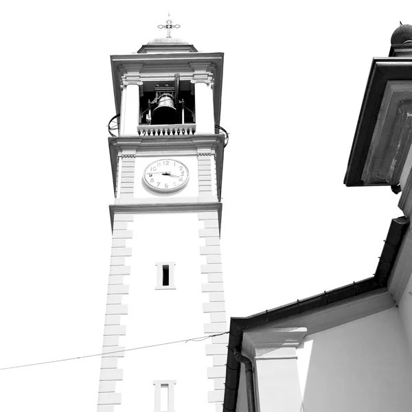 Antico orologio torre in italia europa vecchia pietra e campana — Foto Stock