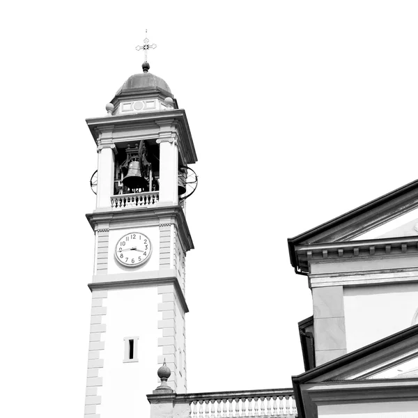 Antico orologio torre in italia europa vecchia pietra e campana — Foto Stock