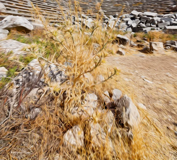 El viejo templo y el teatro en termessos antalya pavo asia cielo — Foto de Stock