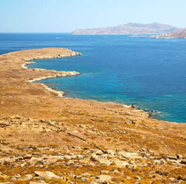 delos Yunanistan ünlü historycal Akropolis ve eski berbat s