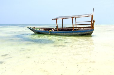 zanzibar yosun kum Adası gökyüzü yelken Beach'de