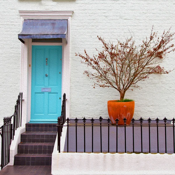 Notting Hill Area in London und Blumen — Stockfoto