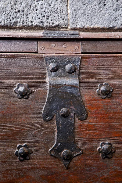 Castello serratura spagna legno porta astratta nel — Foto Stock