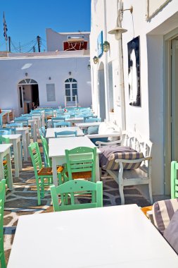 santorini Avrupa restoran sandalye yaz aylarında tablo