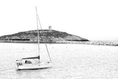 Akdeniz se tekne adalarından köpük ve köpük Yunanistan