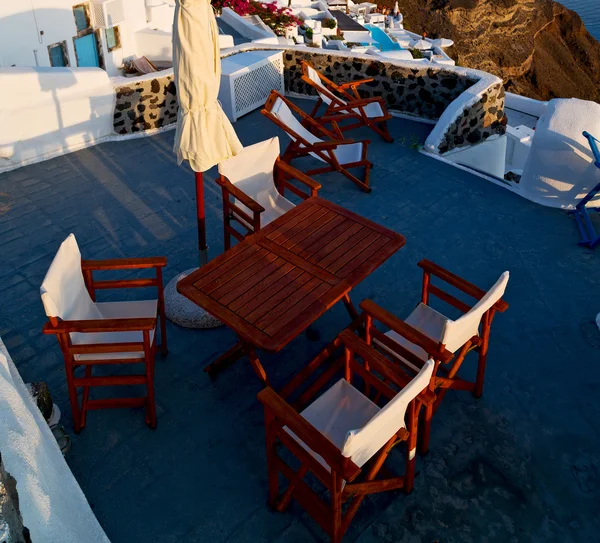 Sea  in architecture    europe cyclades santorini old town white — Stock Photo, Image