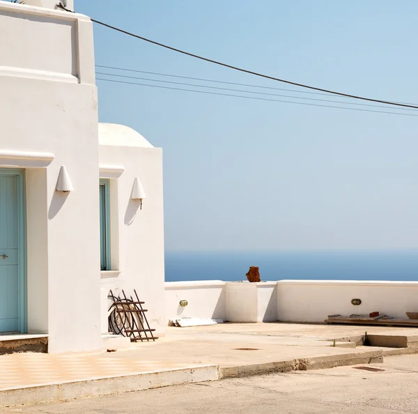 House in santorini greece europe old construction white and blue — Stock Photo, Image