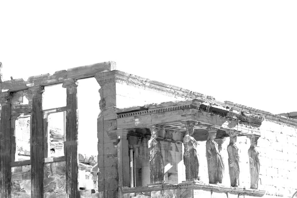 Old towert and marble brick in europe athens acropolis and sky — Stock Photo, Image