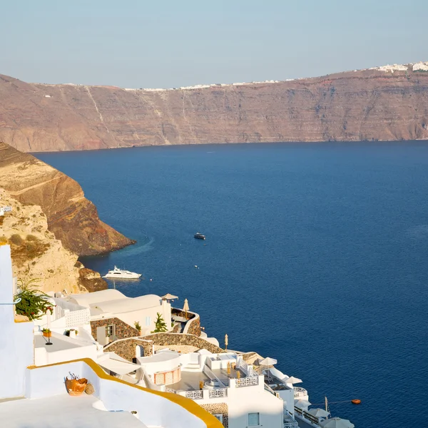 In vacation    europe cyclades santorini old town white and the — Stock Photo, Image