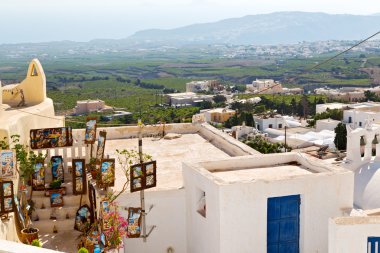 Deniz mimarisi Avrupa'nın Kiklad Adaları santorini eski şehir beyaz