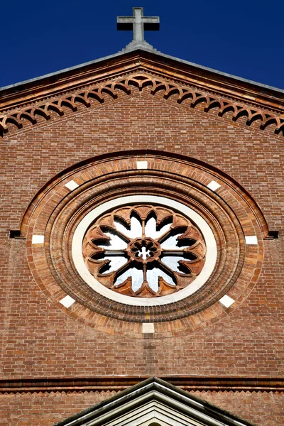 Rose window  italy  lombardy     in  the castellanza  old   chur — Stock Photo, Image