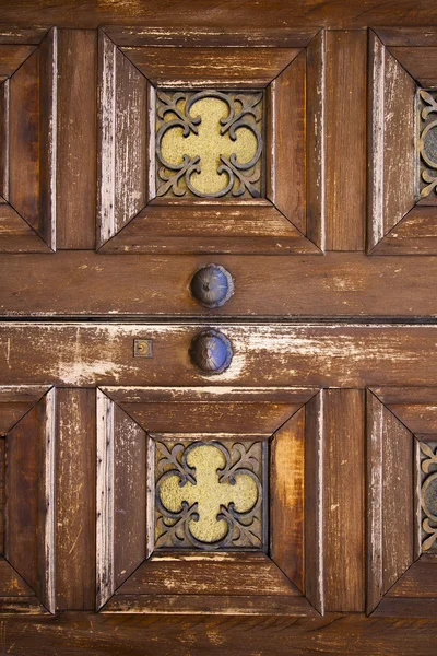 Knocker and wood  glass door caronno varesino varese italy — Stock Photo, Image