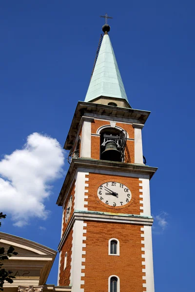 Church   olgiate olona     church window  clock a  bell — Stock Photo, Image