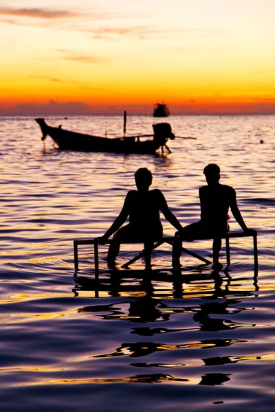 Ve Tayland kho tao bay kıyı şeridi denizde su — Stok fotoğraf