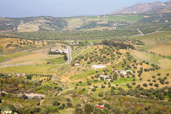 Desde lo alto en el campo de Marruecos pueblo de África — Foto de Stock