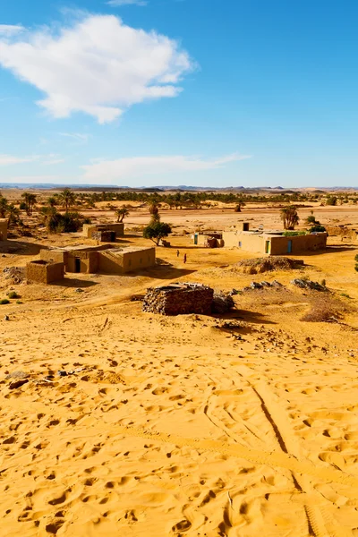 Sahara Afrika in Marokko palm de oude constructie en zijn — Stockfoto