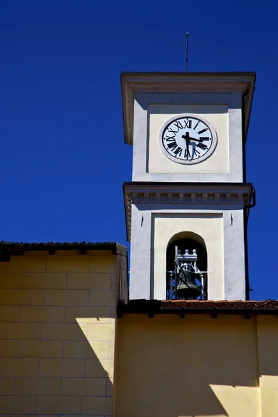 Varese italy   the old wall terrace church watch bell clock tow — Stock Photo, Image