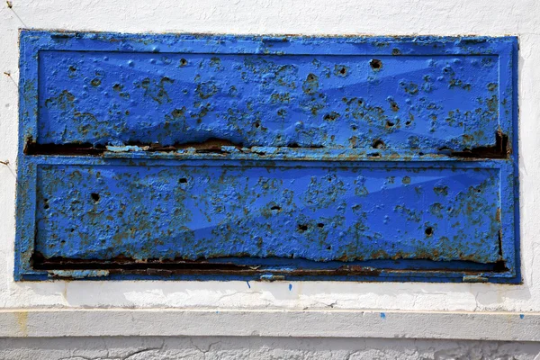 Lanzarote abstract  blue window  the white spain — Stock Photo, Image