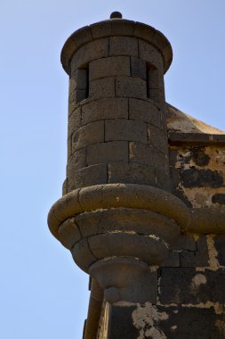Arrecife lanzarote duvar kale nöbetçi Kulesi ve yuvası 