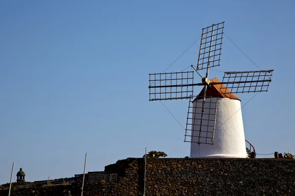 Kaktus kincir angin lanzarote africa spain langit — Stok Foto