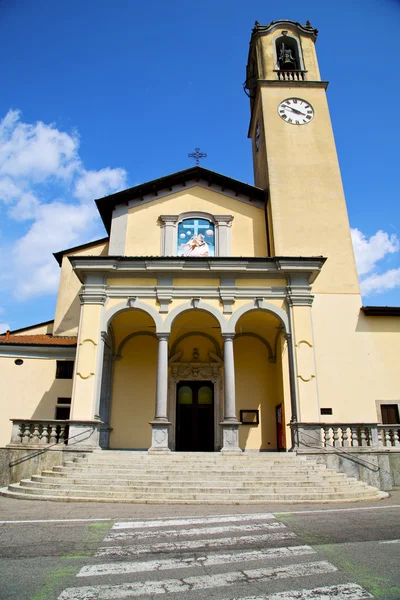 Zebra crossing kerk Italië de oude klokkentoren van de muur — Stockfoto