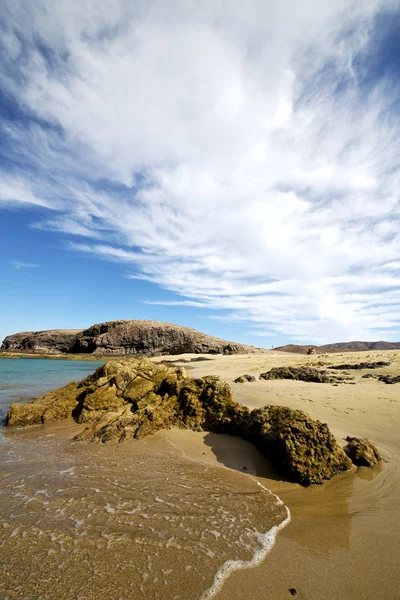 Wasser an der Küste von Lanzarote schäumt Moschus Sommer — Stockfoto